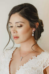 SWEETV Marquise Wedding Earrings for Brides, Bridesmaids