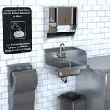 AmGood Stainless Steel Wall Mount Hand Sink with Faucet and Right Sidesplash 17" x 15" | NSF Commercial Hand Washing Basin For Restaurant, Kitchen and Home | Bowl Size: 10" x 14"
