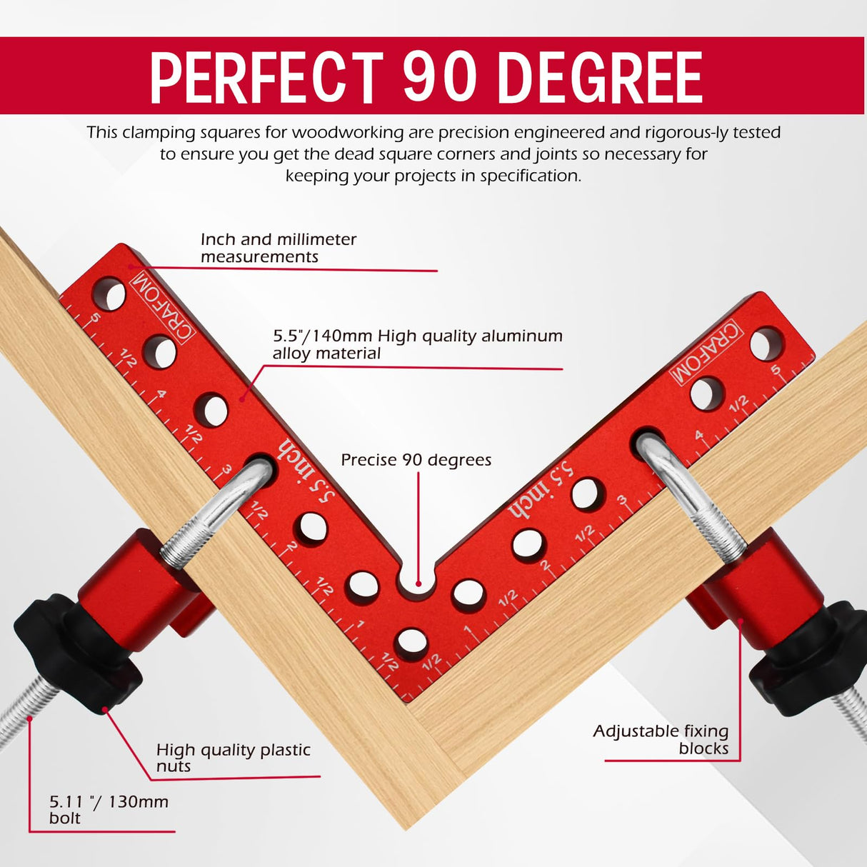 Crafom Corner Clamp for Woodworking, 90 Degree Corner Clamp With Box, Set of 8(3” 5.5”) Aluminum Alloy Right Angle Clamp, Wood Working Tools, Positioning Squares for Frame, Box, Cabinets, Drawers.