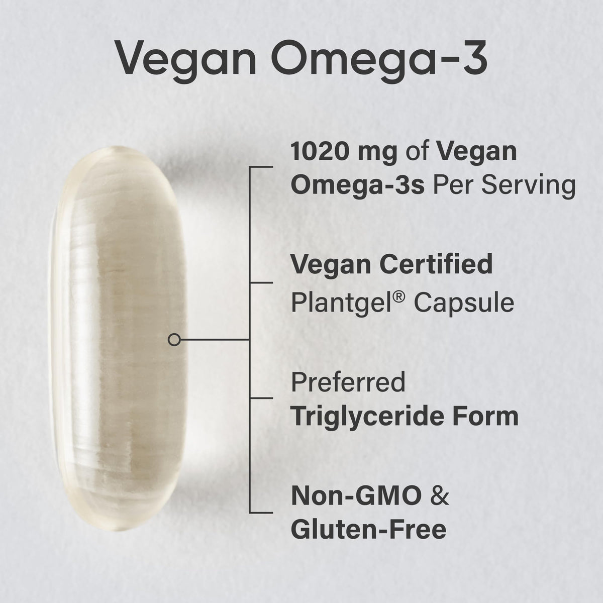 Sports Research® Vegan Omega-3 Algae Oil 1020mg, 60 Count Plantgels™