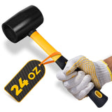 24 Oz Rubber Mallet Hammer for Woodworking, Flooring, Tiling, Camping and More - Rubber Hammer with Non-Slip Grip, Durable Ergonomic Handle and Anti-Vibrating Design for Furniture Assembly and Repairs