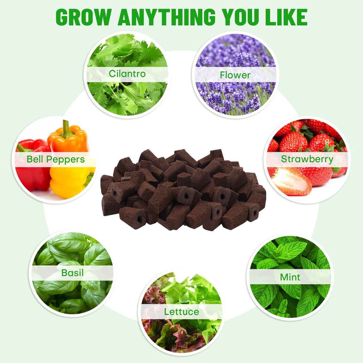 LAPOND 100 Pack Grow Sponges, Replacement Root Growth Sponges Seed Pods,Seed Starter Plugs for Hydroponic Indoor Garden System