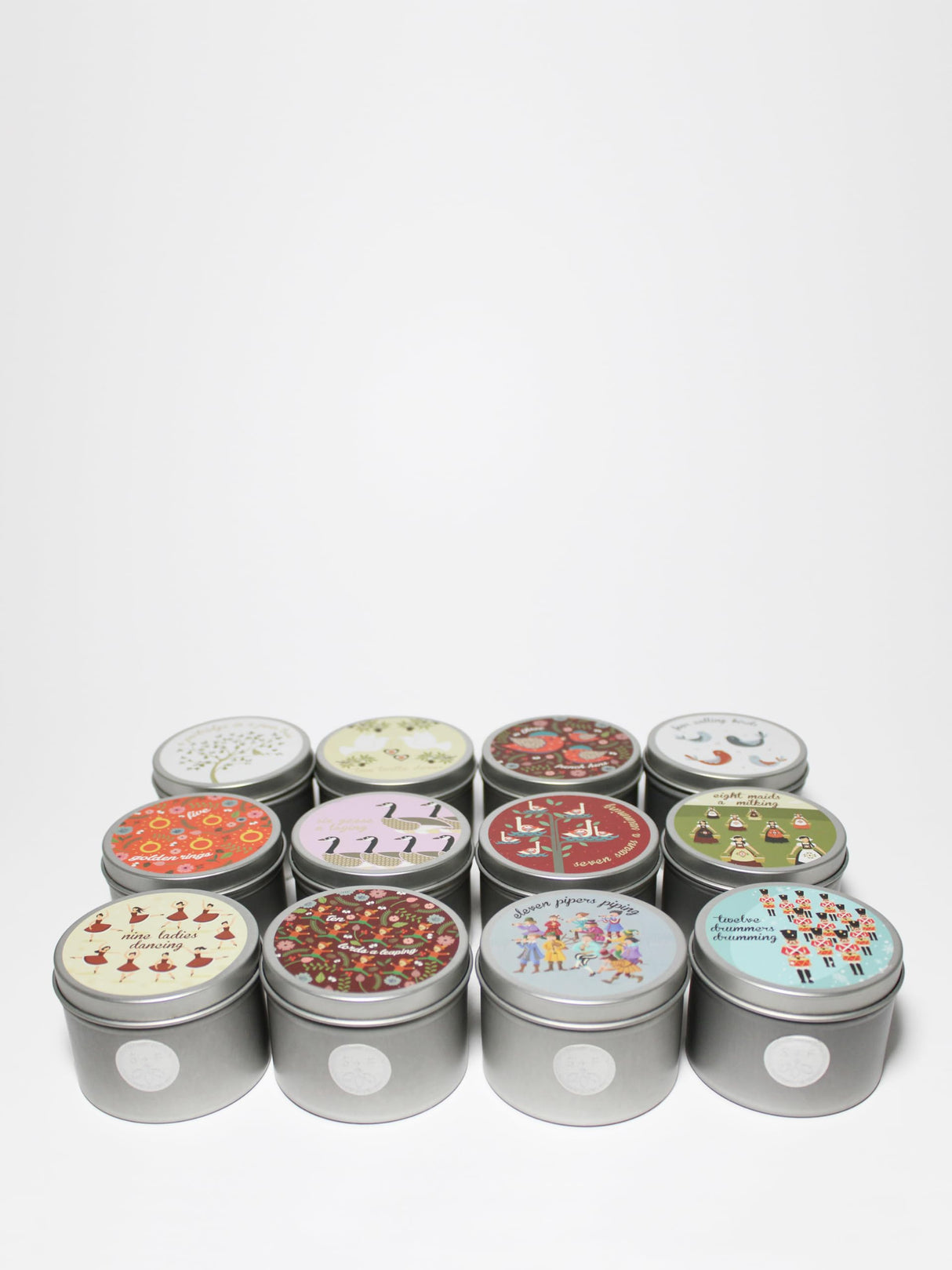 Sand + Fog - 12 Days of Christmas Candle Set - Winter Pine, Apple Cider, Cinnamon Noel, Balsam Cedar, Cinnamon Vanilla, Eucalyptus Fir, Frazier Fir, Golden Nutmeg, Holiday, Juniper Berry, Winter White