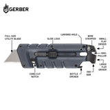Gerber Gear Prybrid Utility Knife with Pocket Clip, Box Cutter Retractable Blade, Heavy Duty Utility Razor with Pry Bar, Bottle Opener, and Wire Stripper, Multi tool Pocket Knife, Blue with Clip