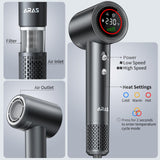 Hair Dryer, Negative Ionic Blow Dryer with 140, 000 RPM Professional High-Speed Blow Dryer, Brushless Motor for Fast Drying, Low Noise Thermo-Control Hairdryer with Magnetic Nozzle