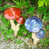 Mushroom Yard Decor - 2pcs Ceramic Mushroom Statue for Garden, Fairy Garden Stakes Ceramic Lawn Ornament Decor Plants Stake