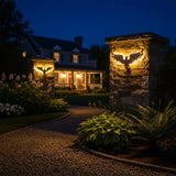 2 Pack 23" American Eagle Metal Wall Art with Solar Lights Outdoor 4th of July Decorations Outdoor | Led Patriotic Sculpture with American Flag | Solar Powered Independence Day Decor for Yard & Porch