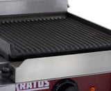 Kratos Commercial Electric Panini Sandwich Grill with Grooved Plates, 9" x 9" Cooking Surface, Commercial Countertop Panini Press, 120V, 1750W (29Y-017)