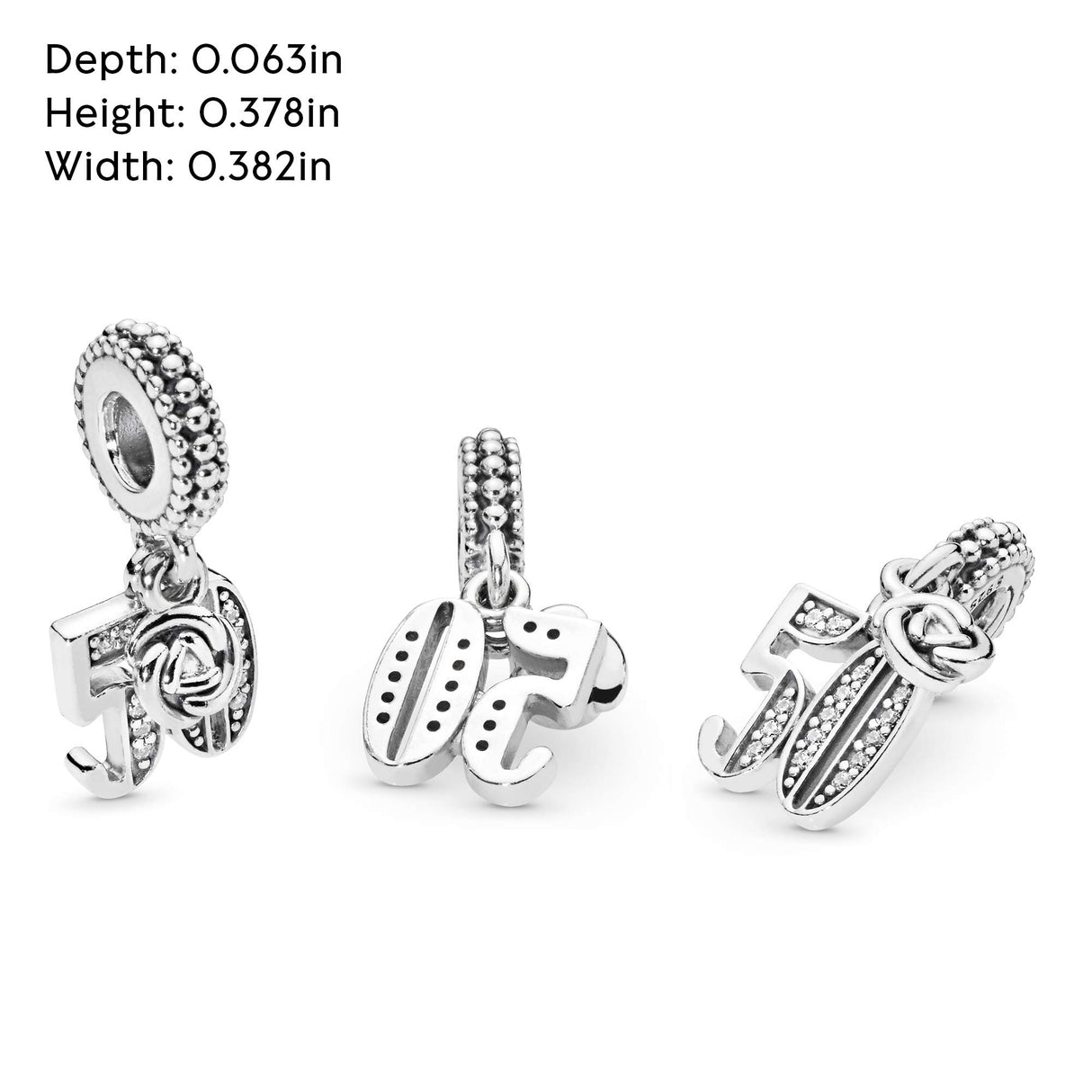 PANDORA 50th Celebration Dangle Charm - Compatible Moments - Sterling Silver with Clear Cubic Zirconia - Gift for Her - Jewelry for Women with Gift Box