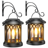 TuyLuxe Solar Lantern Outdoor Lights with Wall Mount Kit, 2 Pack Upgraded Solar Lanterns Outdoor Waterproof, Hanging Solar Lights for Outside Decorative Yard Patio Path Porch Garden Decor