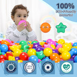 STARBOLO Ball Pit Balls - 200 Bulk Mixed Rainbow Stars Crush Proof Plastic Children's Toy Balls Star Ocean Balls for Birthday Party Christmas Water Toy Indoor Outdoor