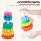 JUXUE Baby Spinning Stacking Toys for Toddlers 1-3, Rainbow Ring Stacker Montessori Toys for Babies for 12 Months, 1 2 3 One Year Old Girl Boy Christmas Birthday Gifts, Autism Sensory Learning Toy