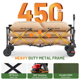 Timber Ridge 51.2'' Extended Collapsible Wagon Cart with Brakes and Cargo Net, Heavy Duty Foldable Utility Wagon with Adjustable Handle, 400L Capacity Portable Cart for Camping Sports Shopping