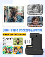 Eveedo Instant Print Camera for Kids,Dual Len Kids Cameras with 2.4 Inch Screen, Christmas Birthday Gifts for Girls Age 3-12, Portable Toddler Toy for 3 4 5 6 7 8 9 10 Year Old Girls Boys (Black)