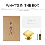 Ravinte 20 Pack Square Single Hole Gold Kitchen Cabinet Knobs Dresser Drawer Cabinet Pulls Drawer Knobs Cabinet Hardware Contemporary Antique Rustic Knobs with Screwdriver