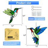 2 Pcs Hummingbird Stained Glass Window Hanging Suncatchers,Gifts for Women