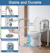 HOMLAND Toilet Safety Rails for Seniors, FSA HSA Eligible Adjustable Height & Width 350lb Toilet Handles for Elderly and Disabled, Foldable Toilet Safety Frame, Fit Any Toilet