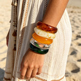 5 PCS Acrylic Resin Bracelet Set For Women Chunky Acrylic Resin Bangles