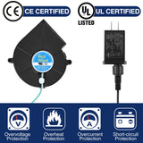 Hiboom Replacement Fan Blower, 12V 1.2A Mini Air Blower with 3 LED Light String for Inflatables Indoor Outdoor, 12V 1.5A Adapter for Christmas Xmas Holiday Inflatables Fan Blower (1 Set)