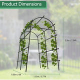 Metal Garden Arch Trellis, 7.6Ft Black for Raised Beds, Plant Support for Cucumbers & Climbing Vegetables with 9 Horizontal Pipe