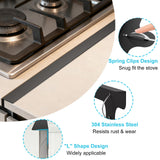 Stove Gap Covers - 2 Pack Stainless Steel Stove Gap Filler, Heat Resistant Oven Gap Filler - Length 23.4" Width 0.79", Spring Clip Design Non-Slip Stove Guard Between Stove Top & Counter - Black