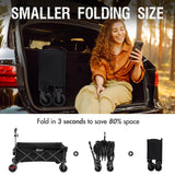 Portal 26" Extra Wide 55" Long Foldable Wagon with Tailgate, Large 600L Collapsible Wagon with Cargo Net, 500 LBs Heavy Duty Utility Cart with Big All-Terrain Wheels for Beach, Camping, Sports, Dogs