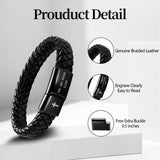Alissl Black Braided Leather Bracelet for Men, Christian Mens Gifts Ideas