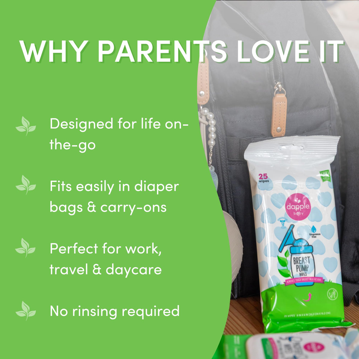 Dapple Baby - Breast Pump Wipes - (3 Pack), 25 Count