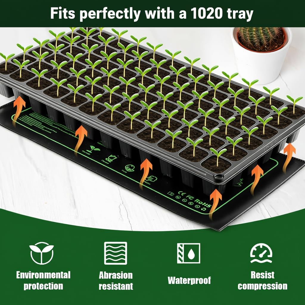 2 Pack Plant Heating Mat, 10”x20.5" Waterproof Seedling Heat Mat for Seed Starting Seeds Germination Plants, 18W Graphene Thick Reusable Heating Pads Fit For 1020 Seedling Trays, Ideal Gardening Gifts
