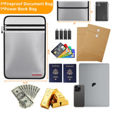 DocSafe Fireproof Document Bag (5200℉) with Fireproof Organizer Travel Case,Heat Insulated Fire＆Water Resistant 8 Layers Safe Money Bag Storage for Important Documents,Cash,Power Bank,Valuables,Gray