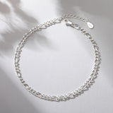TOPCRED 925 Sterling Silver 3mm Figaro Chain Bracelet for Women 7 Inches