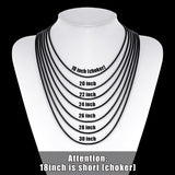 Fiusem Black Pendant Necklace for Men, Rectangular Pierced Necklace 26Inch