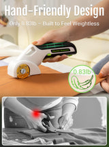 EXPEDMAN 2026 NEW 4V Cordless Electric Cutting Tools, Cardboard Cutter with 2 Titanium Metal Blade Accessories, Safety Lock, Rotary Cutter for Cardboard, Box Cutter - Mist White