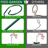 FEED GARDEN 36 Inch 12 Pack Plant Support Stakes, Metal Garden Flower Stakes and Supports for Outdoor Plants, Plant Stem Support with 24 Twist Ties for Amaryllis Lily Rose Peony Tomatoes Gladiolus
