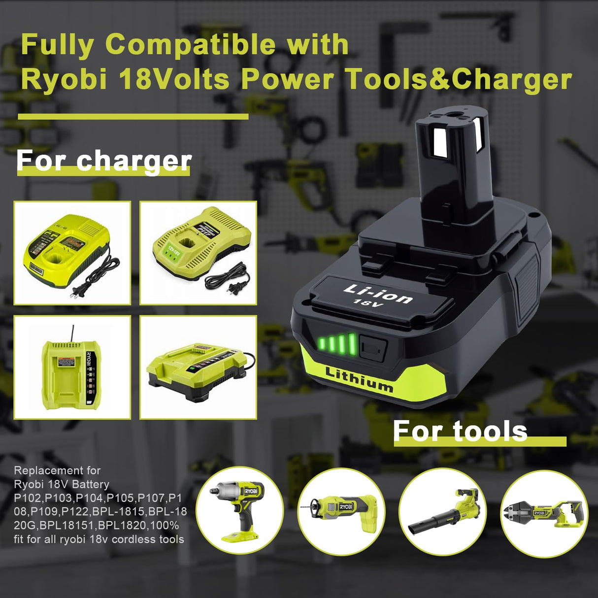 Ultraxxis 2 Packs 3.0Ah High Capacity Replacement for Ryobi 18v Battery P108 P104 P105 P102 P103 P122 P109 Li-ION Compatible with Ryobi 18V ONE+ System Cordless Power Tools and Charger