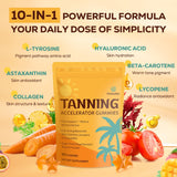 Tanning Gummies with Astaxanthin for Women and Men | Sunless Tanning Supplement with Beta Carotene, Lycopene, Collagen & Vitamins | Skin Radiance & Hydration | Vegan & Sugar Free - 60 Count