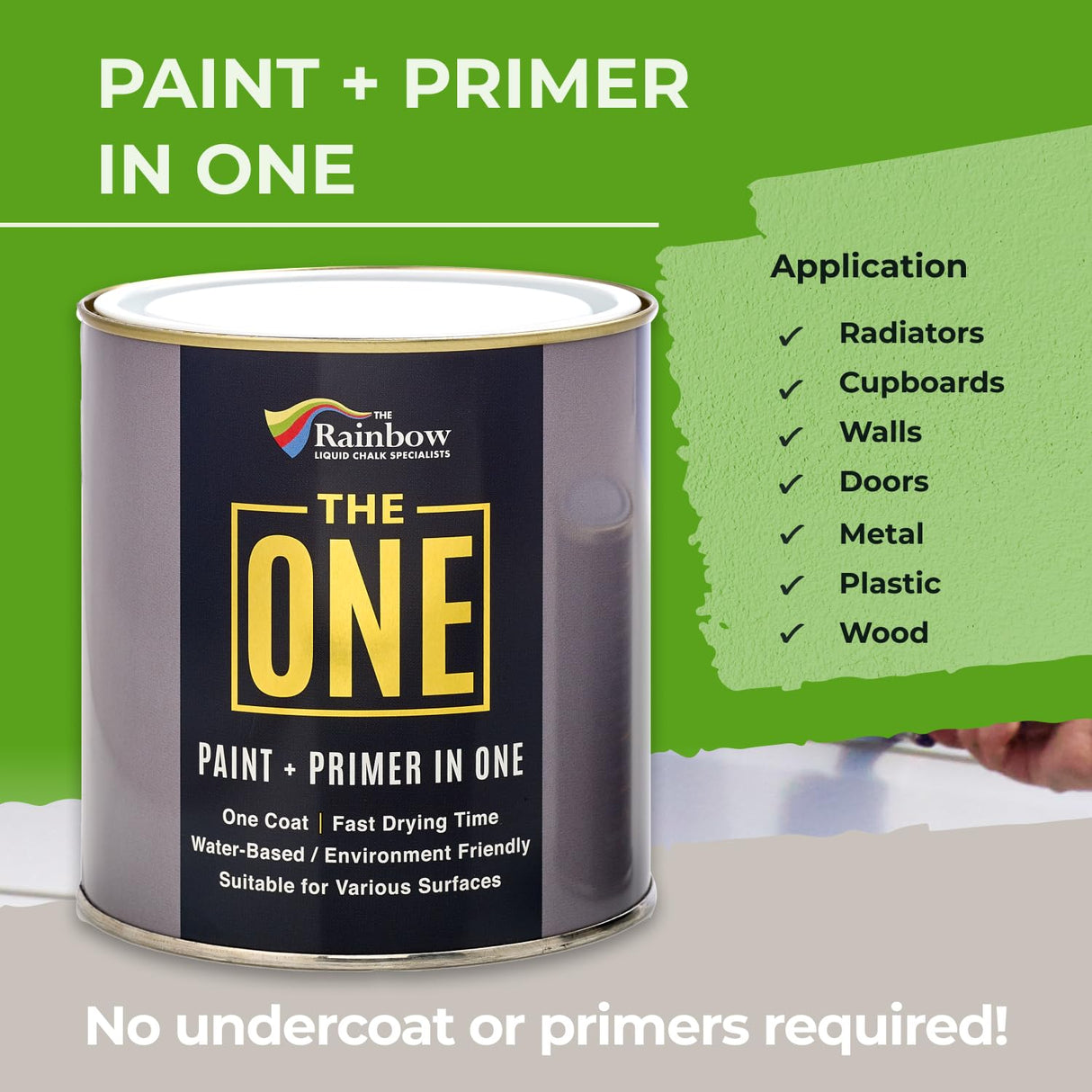 THE ONE All-In-One Paint & Primer - Soft Taupe Matte, 33.8 Fl Oz/1 L | 1 Coat Formula | Easy Indoor & Outdoor Decorating for Home & Garden Walls, Floors & Furniture | Water-Based & Low VOC
