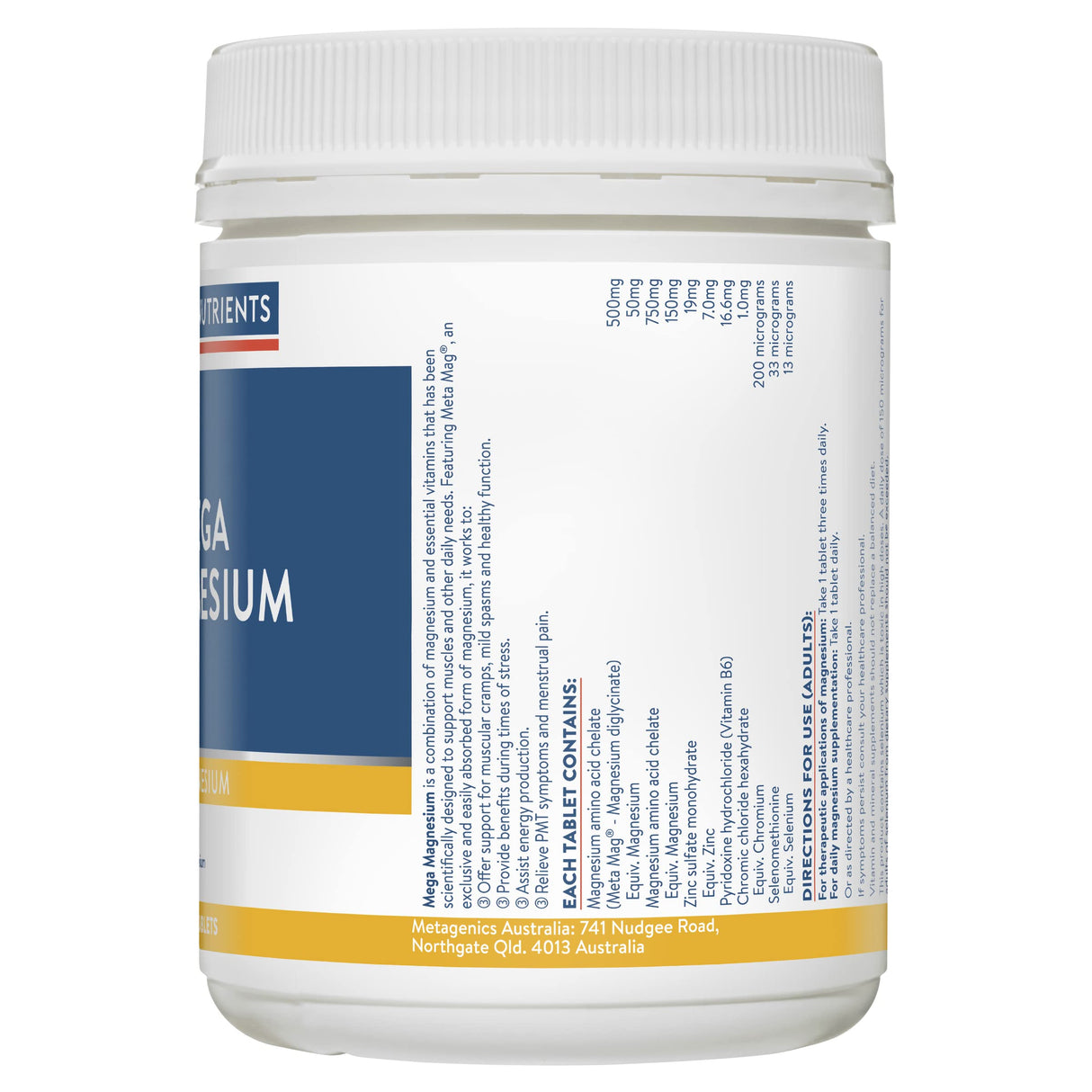 Ethical Nutrients Mega Magnesium - Relieves Muscle Cramps & Spasms, High Strength - 240 Tablets