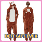 SWEETXIN Adult Unisex Brown Monkey Onesie Pajamas Halloween Christmas Cosplay Costume Suit for Women and Men (Small, Monkey)