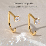 ASHINE Backless Earrings 14K Gold Plated Round CZ Huggie for Women