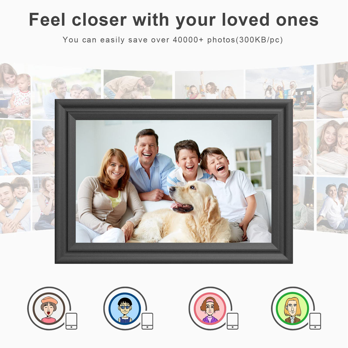 Digital Picture Frame WiFi 10.1 Inch Digital Photo Frame, Electronic Picture Frame, 16GB Storage, Auto-Rotate, IPS Touch Screen, Easy Setup and Share Photos and Videos via Free App from Anywhere
