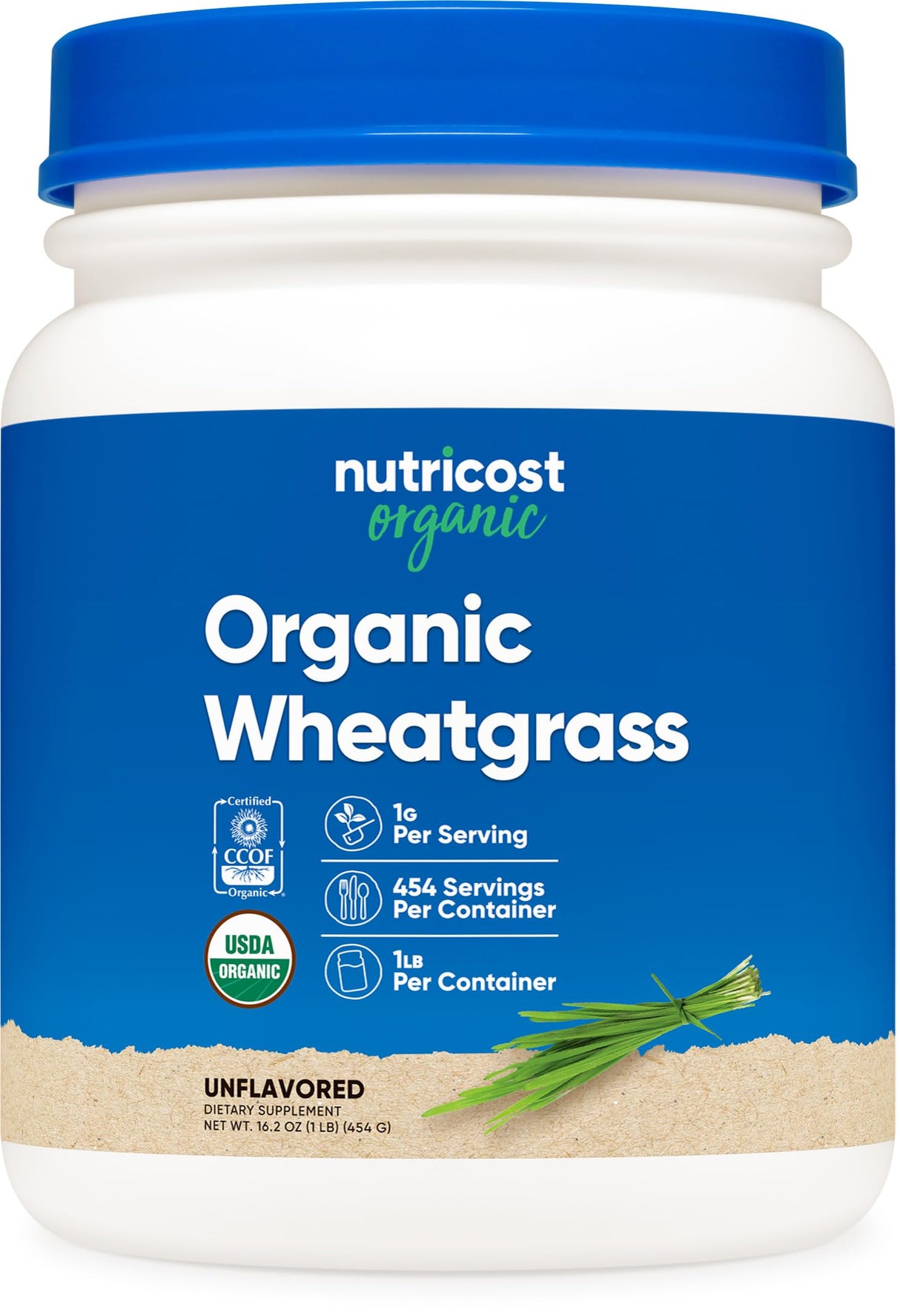 Nutricost Organic Wheatgrass Powder 1 LB - Non-GMO Superfood