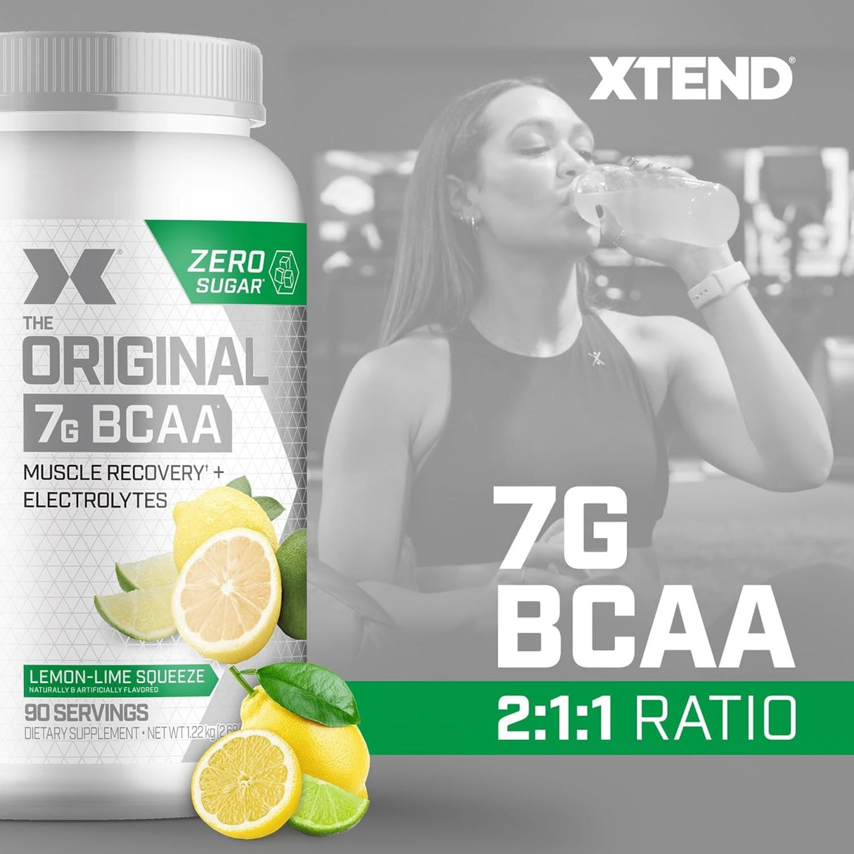 Xtend XTEND Original BCAA Powder 7g BCAA and 2.5g L-Glutamine, Sugar Free Post Workout Muscle Recovery Drink with Amino Acids for Men & Women, 90 Servings