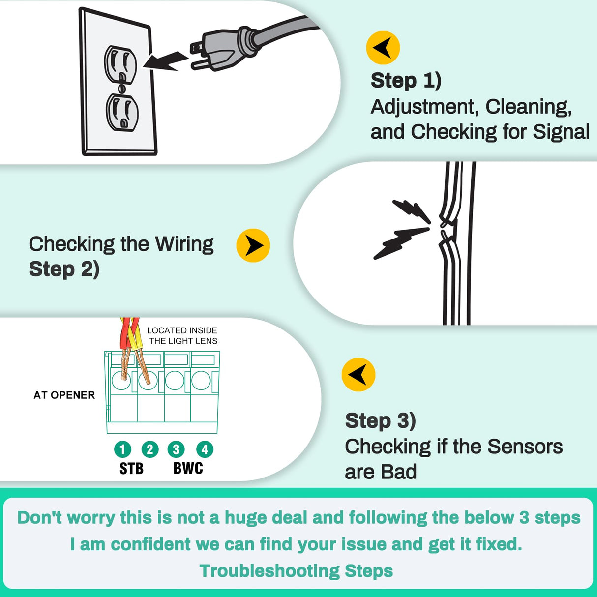 for Genie Garage Door Sensor, Replacement for Genie/Overhead Garage Door Sensor, Compatible with Genie/Overhead Garage Door Opener Made After 1993, Item Includes Two Sensors (Receiving&Sending)
