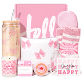 Gift Baskets for Women, 9pcs Birthday Gifts for Teenage Girls, Best Christmas Ideas Box w/Coquette Bow Aesthetic Cup Trendy Stuff for Her Teen Girl Sister Friend Friendship Sweet 16th 18th 21st Bday