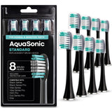 AquaSonic Genuine Standard Replacement Brush Heads, Black, 8 Pack