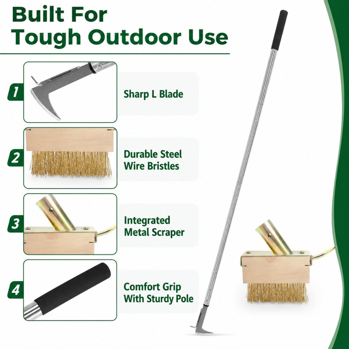 JOLOV Crack Weeder Tool, Long Handle Crevice Weed Scraper