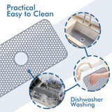 Bestjing Silicone Sink Protectors for Kitchen Sink with Center Drain - 29.7"x 15.5" Kitchen Protector Accessory, Non-Slip Heat Resistan Mat for Bottom of Farmhouse Stainless Steel Porcelain (Gray)