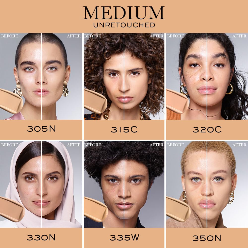 Lancôme Teint Idole Ultra Wear Buildable Full Coverage Foundation - Longwear & Waterproof - Natural Matte Finish - 300N (Medium Skin with Neutral/Peachy Undertones), 1 Fl Oz