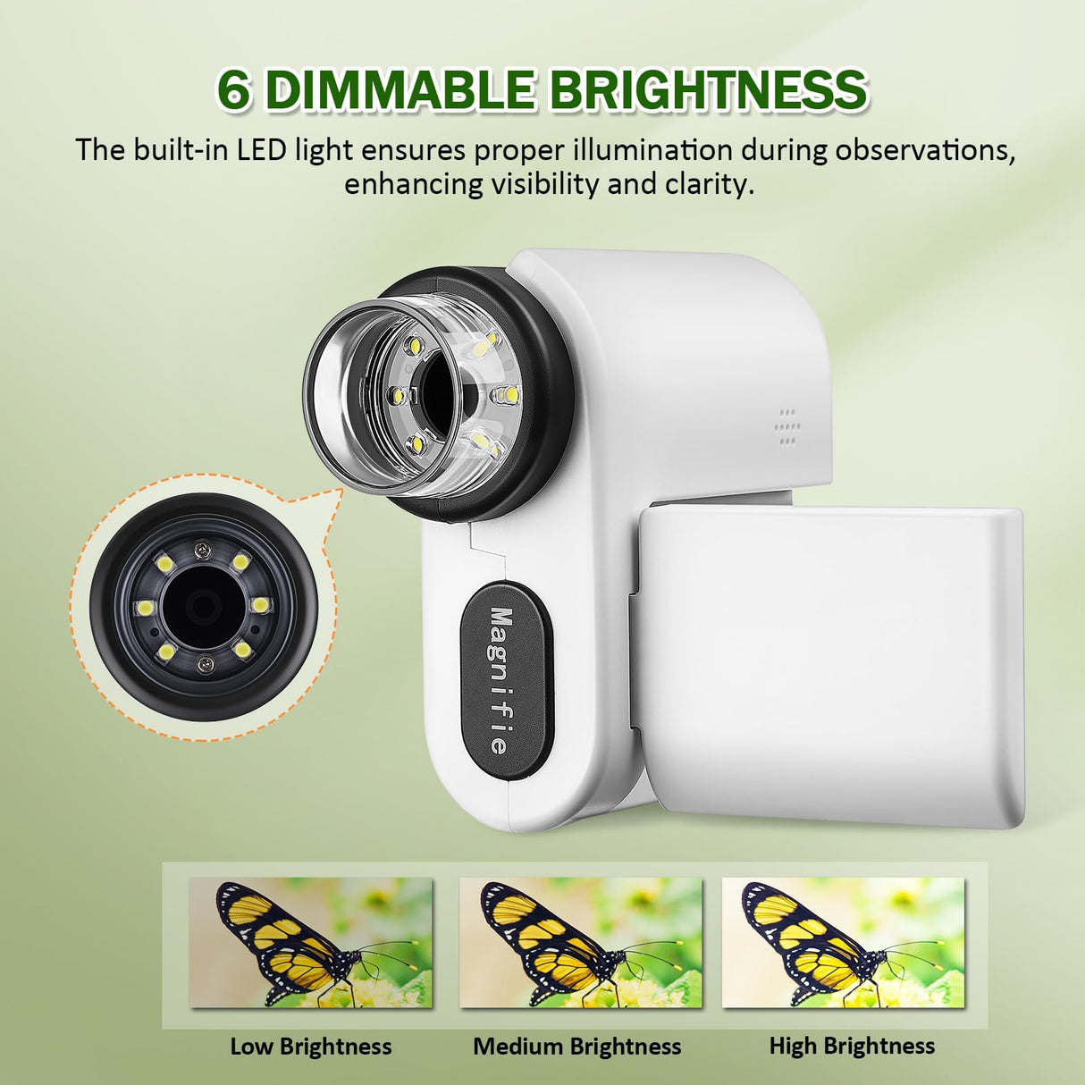 Barchrons 1000X Handheld Microscope for Kids, 4K 2.0" Screen Mini Pocket Microscope with 6 Adjustable LED Lights, Edu Science Christmas Birthday Gifts for Kids Ages 8-12